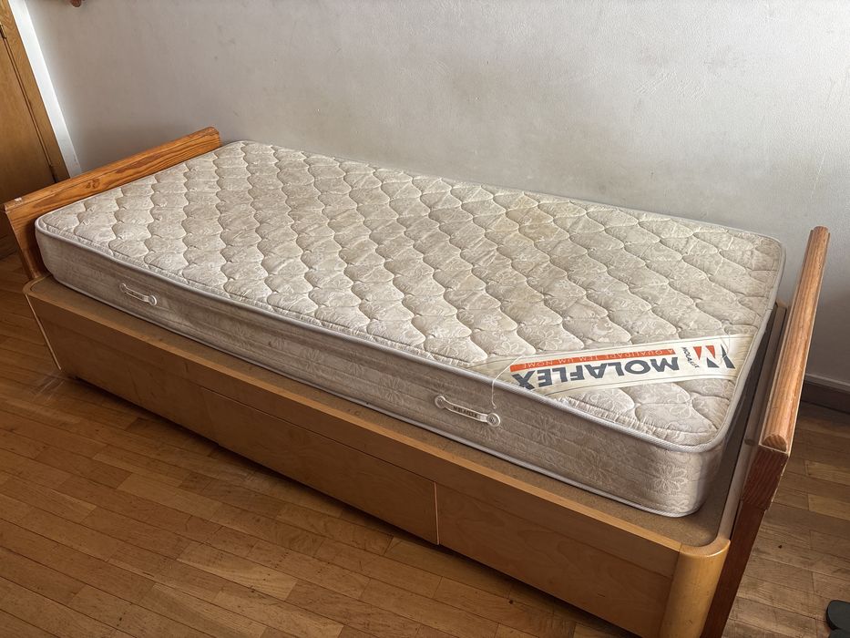 Cama Individual com Arrumação (2 Gavetas) + Colchão