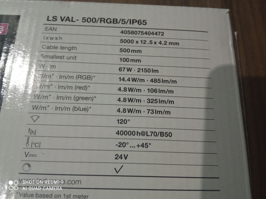 Taśma LED  67w 300led 24v RGB IP65 5m