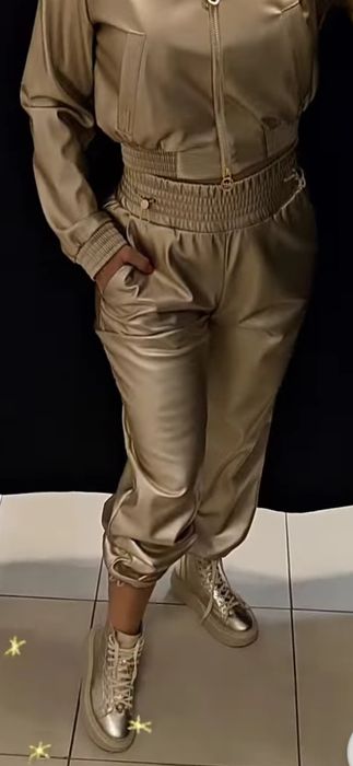 Spodnie ze stoperami ekoskóra Bastet