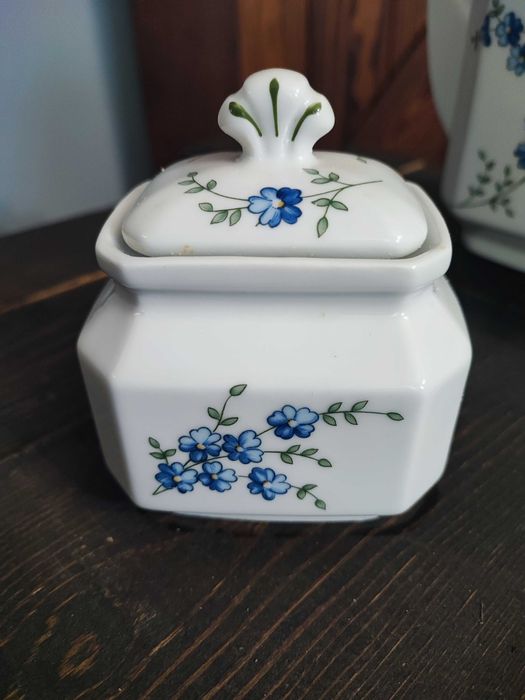 Dzbanek mlecznik cukierniczka srodek stołu Winterlig niezapominajki