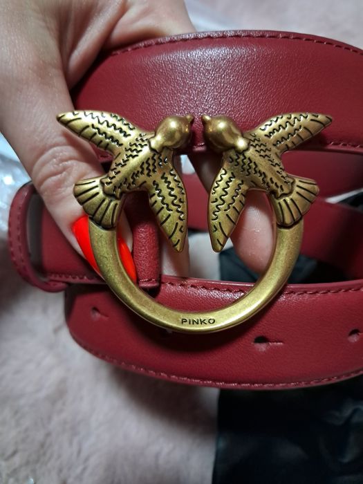 Pinko pasek love Berry h3 belt skórzany bordowe ciemnoczerwony nowy z