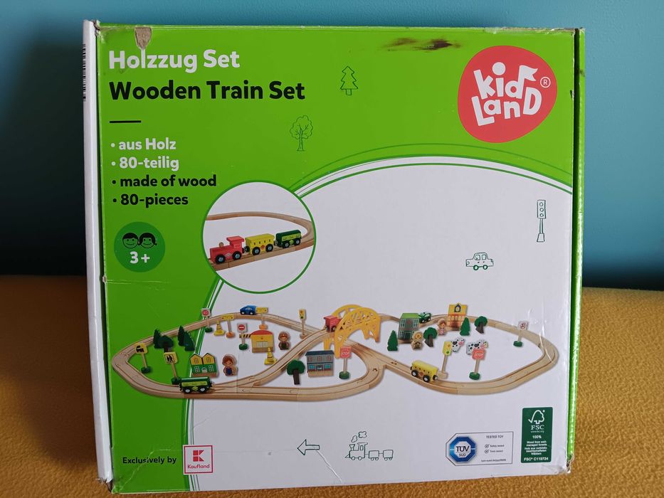 Pociąg drewniany Kid Land (Komplet + instrukcja + karton)