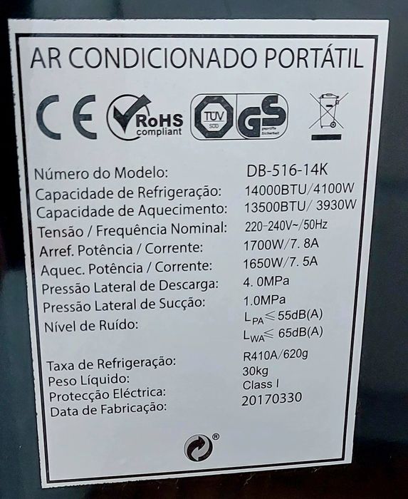 Ar condicionado portátil Delba em muito bom estado