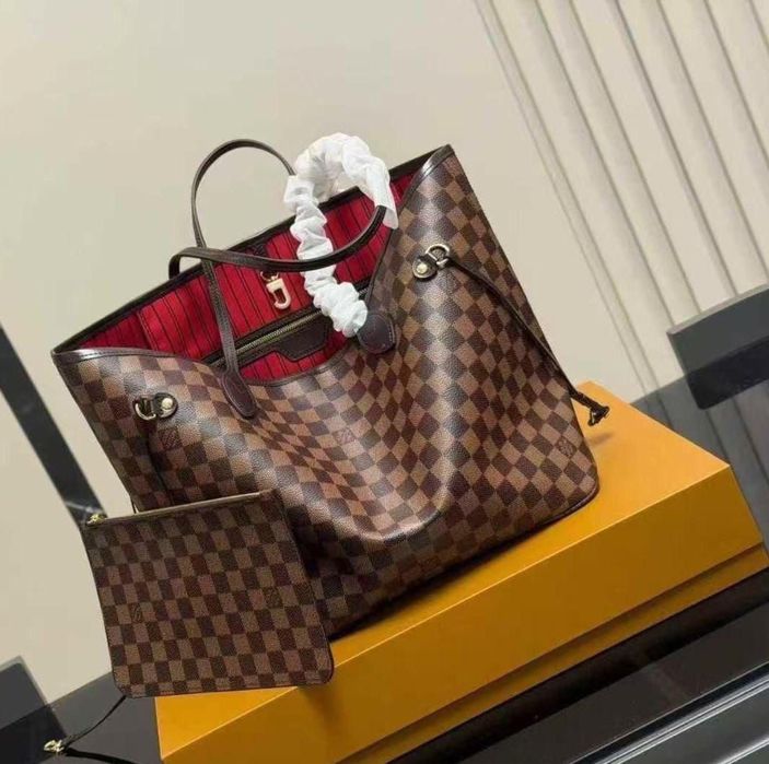 LV Neverfull skóra naturalna 3 kolory pudelko w zestawie