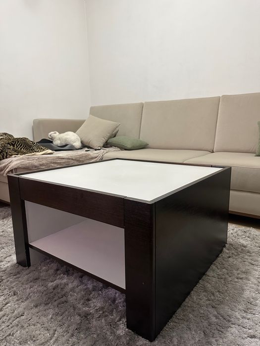 Mesa de centro em madeira e branco- Excelente estado