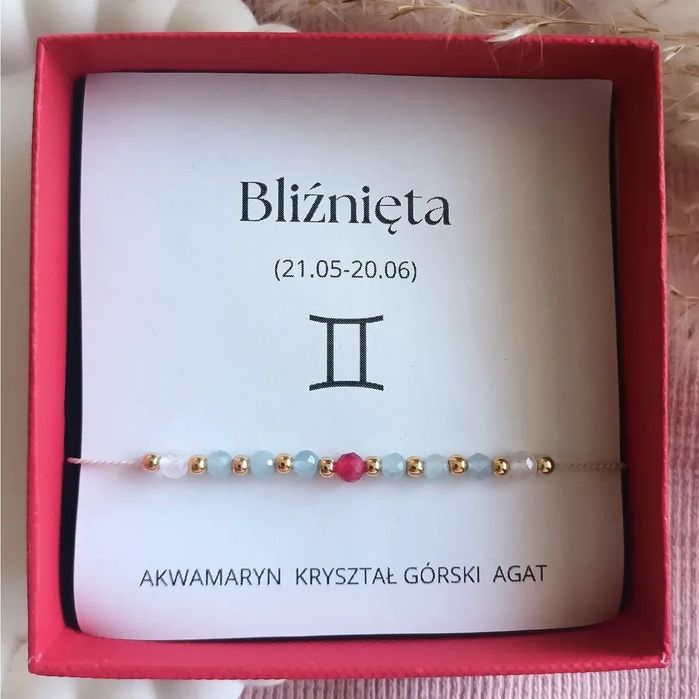 Bransoletka zodiakalna Bliźnięta. Prezent. Rękodzieło