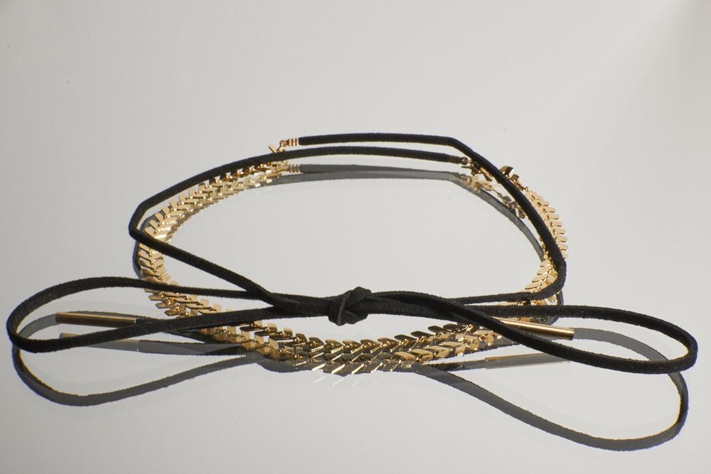 Choker naszyjnik zestaw z perłą rzemyk