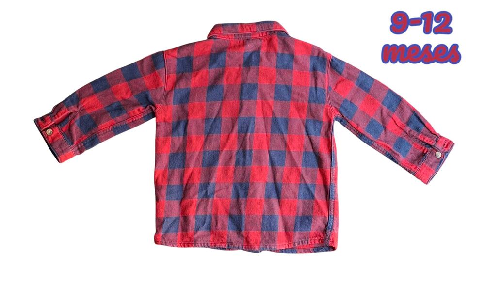 Camisa Xadrez Azul e Vermelho H&M 9-12 meses
