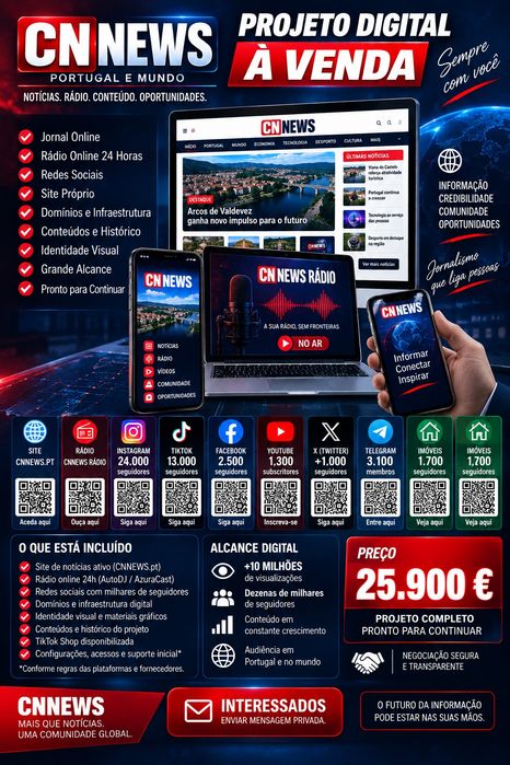 CNNEWS — Projeto Digital de Comunicação à Venda | Jornal + Rádio 24H + Redes Sociais
