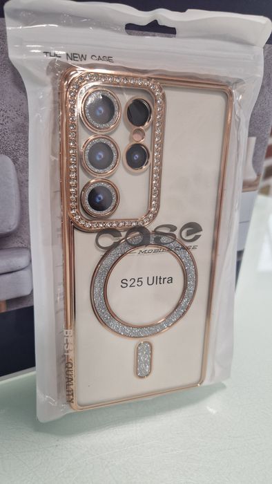 Bling Magsafe Case do Samsung Galaxy S25 Ultra złoty