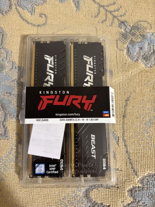 Оперативна пам'ять Kingston FURY Beast DDR4 16GB (2x8GB) 3200MHz CL16 (KF432C16BBK2/16)