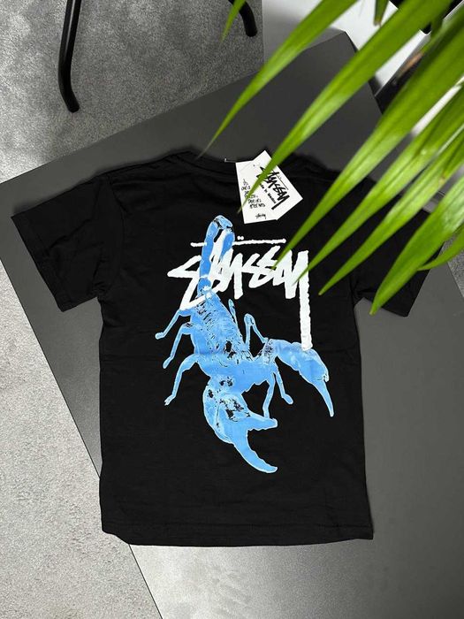 BIG Logo • Новые Футболки Stussy Hippo • Черная / Белая • Стусси Принт