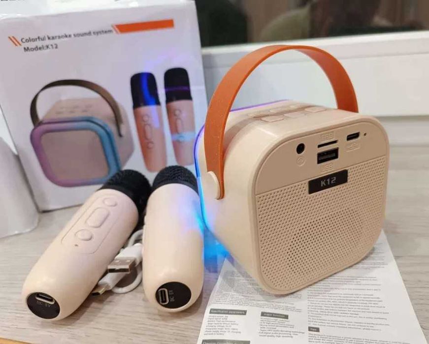 Караоке Бездротова колонка +мікрофон 1/2 RGB підсвіткою зміна голоса