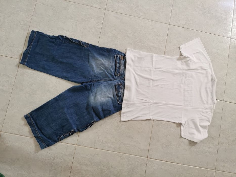 Vendo calções de ganga para menino e t-shirt para 11 / 12 anos da ma