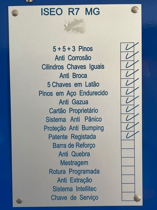 Cilindro de Fechadura europeu ISEO com 5 chaves