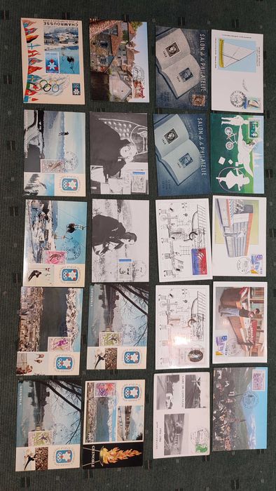 Lote 54 Postais estrangeiros com selos e carimbo 1º dia