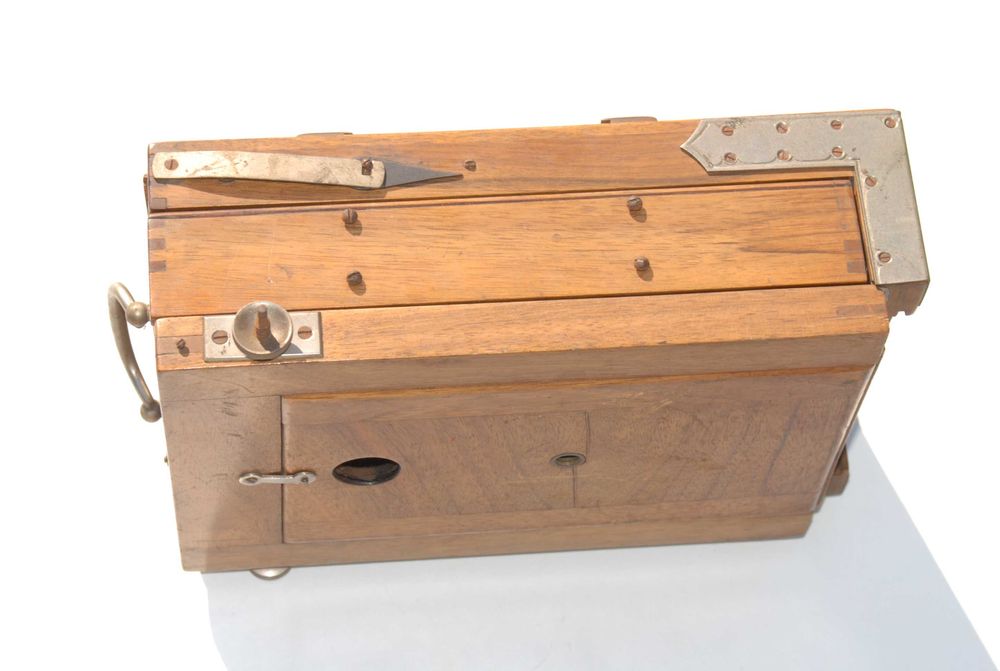 Stary aparat drewniany antyk zabytek kolekcjonerski