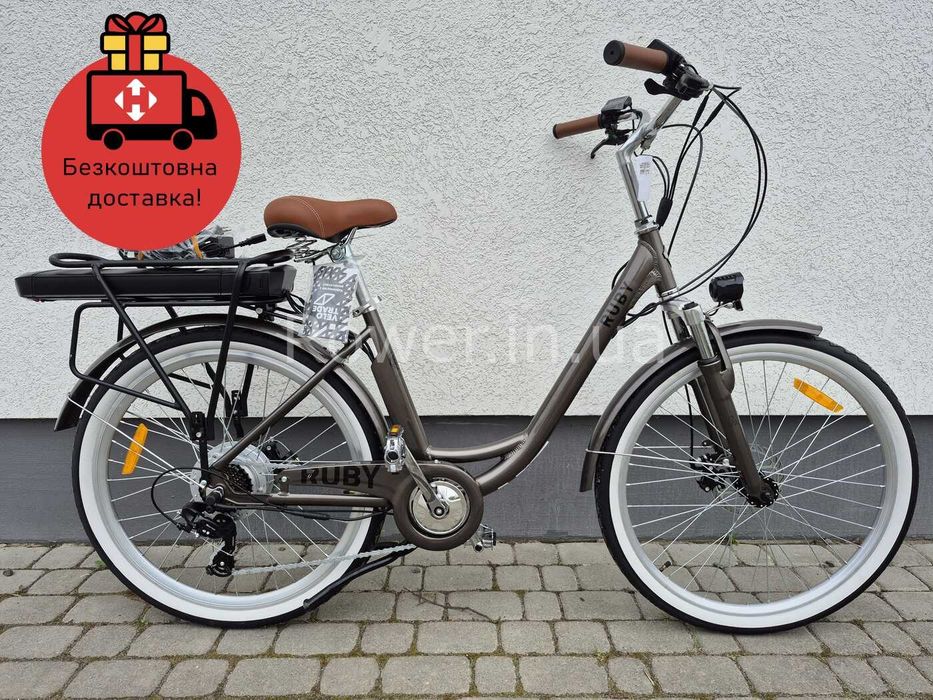 Велосипед з електроприводом 26" AL Dorozhnik eRUBY DD FR рама-17" 36B 13А*г 500Вт мокрий асфальт 2026