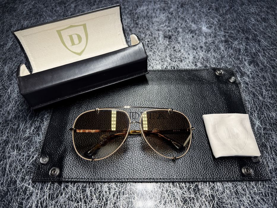 Okulary DITA Talon złote brazowe szkła cartier