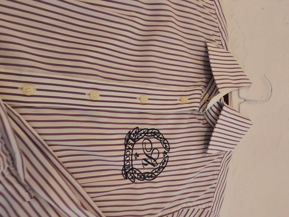 Camisa feminina Sacoor riscas lilás e branca, tamanho 38, nova