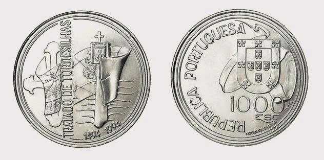 Moedas Portuguesas - 1000$ escudos (Tratado de Tordesilhas)