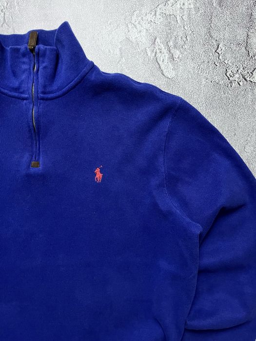 Вінтажний Світшот Polo Ralph Lauren поло ральф лаурен 1/3 зіп пів замок chief keef old money синій колір розмір М