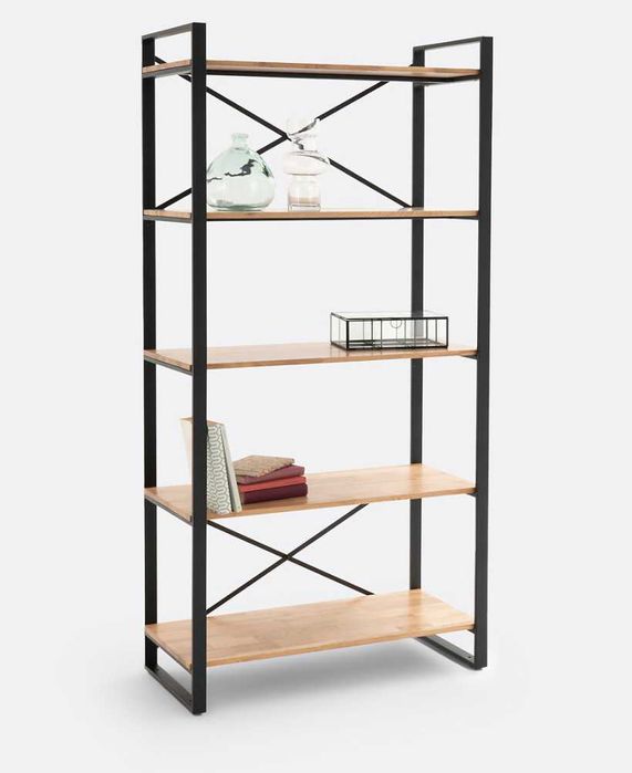 Estante metálica e carvalho maciço