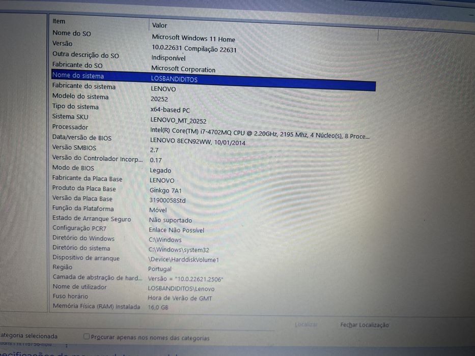 Poratil lenovo i7 em bom estado