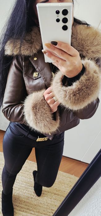 Kurtka ramoneska ocieplana z odpinanym futerkiem