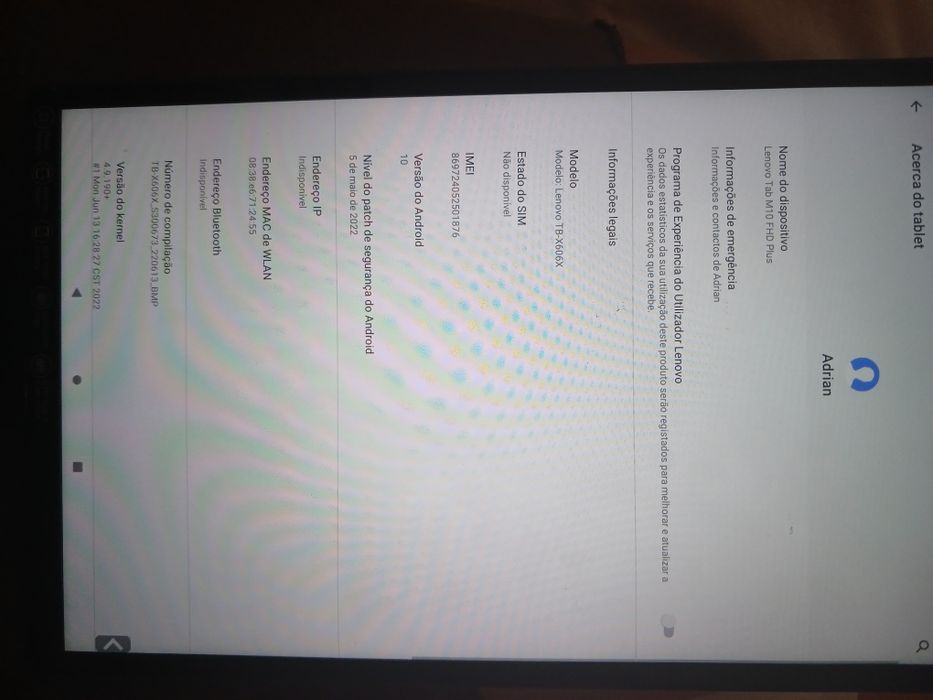 Tablet Lenovo TB- X606x