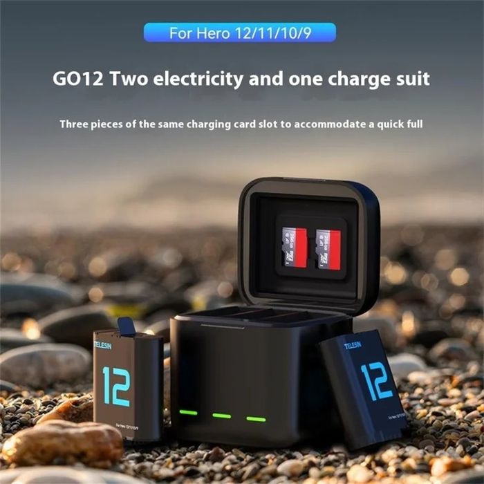 TELESIN зарядний пристрій та акумулятори  для GoPro Hero 12 / 11 / 10
