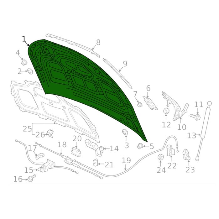 Капот AS00009508 на Audi Q5 2017-2025