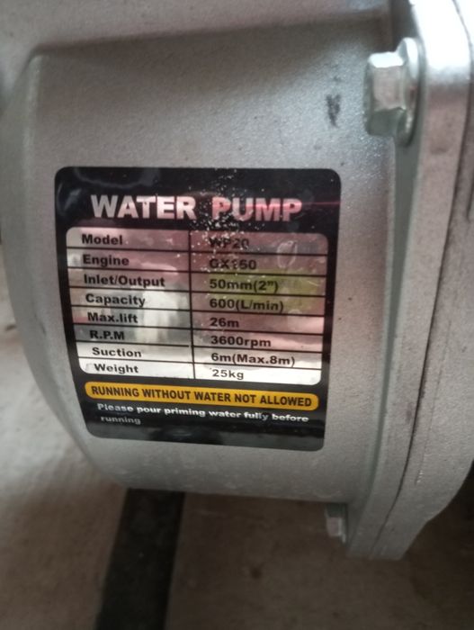 Motobomba de água 4T 5.5CV 2" (como nova) + Tubos Heliflex