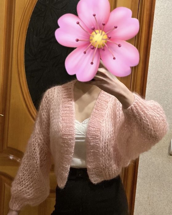 Рожевий кардиган в‘язаний кардиган павутинка хмаринка мохер мохеровий