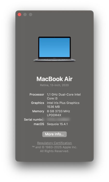 Macbook Air Intel i3, 8GB 256GB - 2020 (Com CAIXA ORIGINAL)