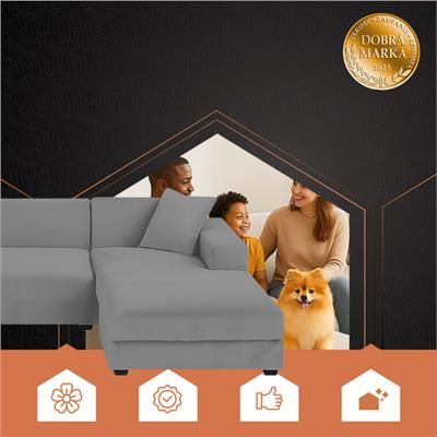 Pokrowiec na kanapę welur 190-230cm c. szary