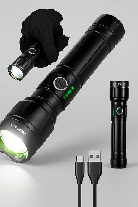 Latarka LED Taktyczna Akumulatorowa Wojskowa ZOOM 30W USB-C Powerbank