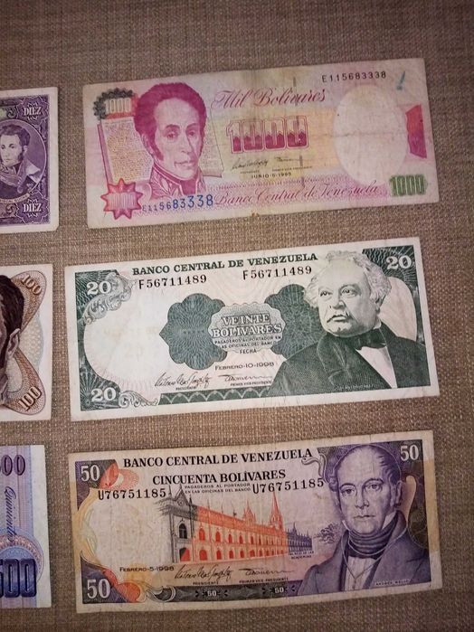 VENEZUELA 6 NOTAS Usadas mas BEM Conservadas Conforme as fotos