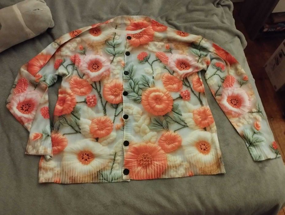 Kardigan w stylu Vintage z kwiatowym nadrukiem 3D nowe