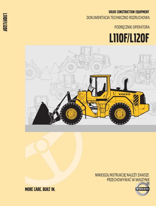 DTR Instrukcja obsługi, katalog OBSŁUGI operatora, UDT Volvo L110F L 110 F L120F L120 F