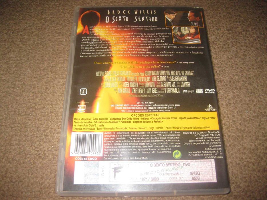 DVD "O Sexto Sentido" com Bruce Willis