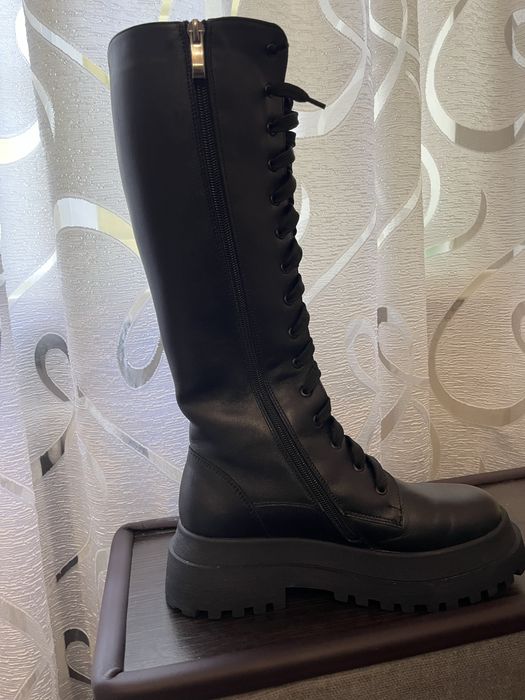 Кожані  зимні сапожки