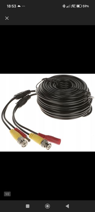 Kabel, przewód CCTV do kamer 40m, zasilanie i video, bnc
