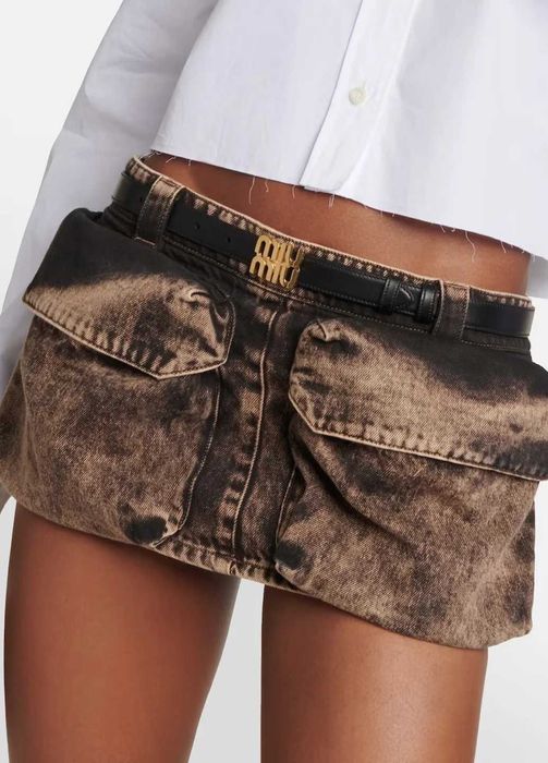 Ремінь Miu Miu Logo Leather Belt Black