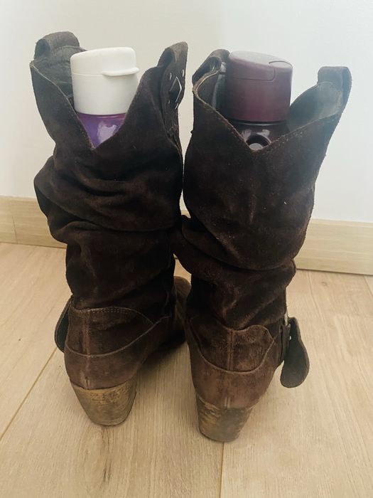 Botas texanas camurça castanha