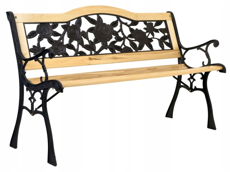 Ławka ogrodowa Róża, żeliwne nogi, nowa po zwrocie