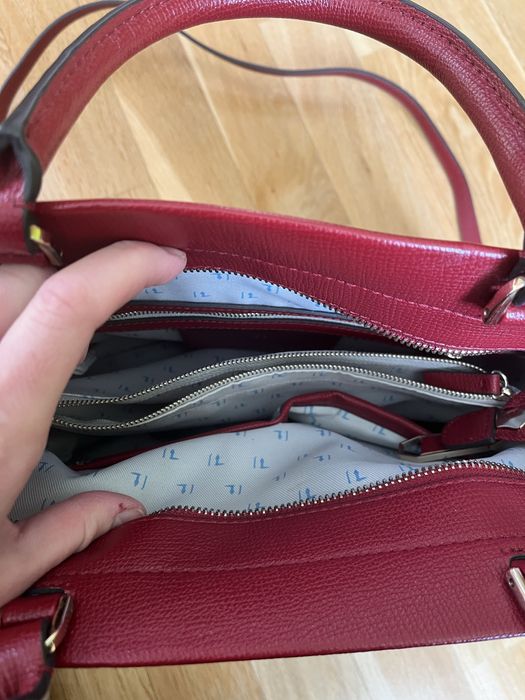 Trussardi Jeans torebka czerwona do ręki na ramię ekoskóra