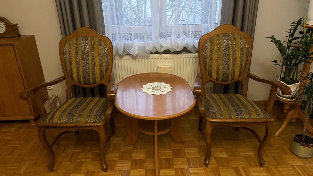 Komplet krzeseł dębowych 6 + 2 fotele