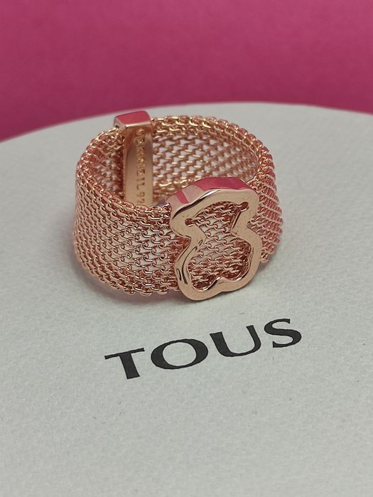 Pierścionek 16 z misiem różowe srebro vetmeil 925