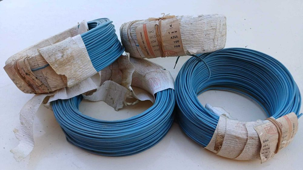 Fio de cobre revestido, tipo V, azul de 1,0m2